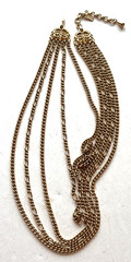 VINTAGE MONET GOLD TONE 5 STRAND NECKLACE 16″ to 18″ Adjustable Chains