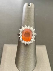 Gorgeous 14KT White Gold 4.00CT Mexican Opal & 1.00CTW Diamond Ring. S 6.5(FL419