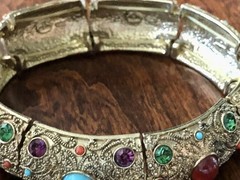 R.J. GRAZIANO STRETCH Jewels Etruscan Style BANGLE GLOBAL DESTINY ~ Nds Restrung
