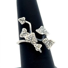 Vintage 925 Sterling Silver Climbing Ivy Vine Plant Leaf Cluster Adjustable Ring