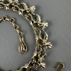 Vintage Coro Necklace Red Pink Rhinestone Leaf Gold Tone Choker Adjustable 15″