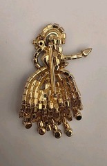 Vintage Unsigned Hobe Blue/Pink/Red Crystal Trembler Hula Dancer Brooch