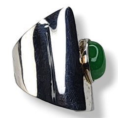 Argentium Silver 935 and Jade Statement Ring Size 10.25 Signed
