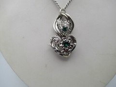 Vintage White Pendant With Green Stones