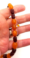VINTAGE CHERRY RED BAKELITE NATURAL BALTIC AMBER BEADED NECKLACE 53gr