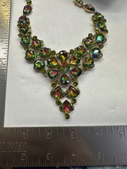 Shophia Collection Teardrop Watermelon Heliotrope Crystal Necklace & Earring Set