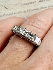 Vintage Art Deco 1.03 CTW Carré Cut Diamond Ring Platinum PT900