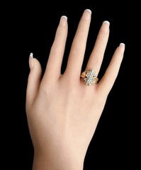 10K Gold VINTAGE Waterfall .93TCW Diamond Cluster Size 6.5 Ring 5.5 Grams