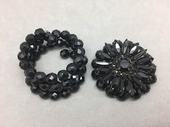 Laguna Jet Black Faceted Glass Bead Necklace Set Bracelet Rhinestone Brooch Pin