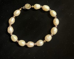 Freshwater Pearl Bracelet – Cream/Ivory Base Metal Clasp, Vintage Style
