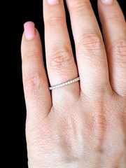 Estate Natural Diamonds 14k White Gold Band Ring 50%Eternity Wedding Anniversary
