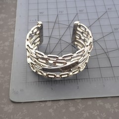 VTG Michael Kors 5 Row Pave Crystal Open Cuff 6 1/2″ Silver Tone Cuff Bracelet