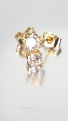 Vintage Estate 14K Solid Yellow Gold 0.5ct Cubic Zirconia Stud Earrings 4mm