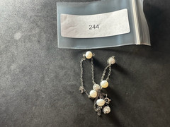 3.25g Vintage Sterling Silver 925 Pearl Station Necklace Beaded Chain CZ 17.7 in