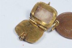 ANTIQUE GILT ENAMEL EGYPTIAN OPENING MOSES BASKET CHARM c1920