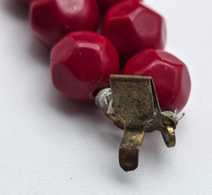 Vintage Double Strand Red Faceted Bead Necklace Box Clasp 18 In Classic