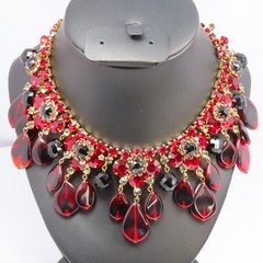 Rare Book Piece ’63 Vintage Juliana D&E Red with Black Drops Dangle Bib Necklace