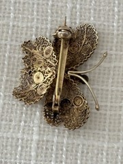 Vintage 1974 Sterling Silver Butterfly Pin Filigree with Gold Wash Over Sterling