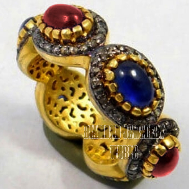 2.90ctw Rose Cut Diamond Gemstone Silver Victorian Amazing Eternity Ring Jewelry