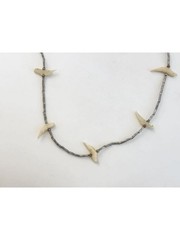 Mother of Pearl Accented Clip Fetish Sterling Silver 925 Vintage Necklace – 15″