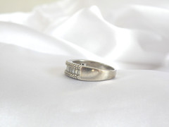 Sterling Silver 925 Baguette Channel Set CZ Designer Signed Band Ring Size 7