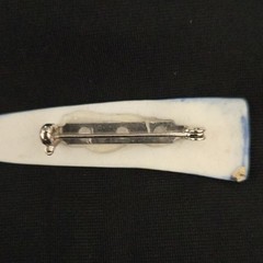 Gold Tone Enamel Rectangle Bar Brooch Pin Blue Purple No Stone 3 in