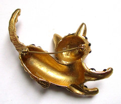 Vintage Trifari Tiger Cub Ark Series Brooch Pin 1966 Green Eyed Kitten Cat