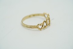 Vintage 1990s 10k Diamond Cut Heart Ring Size 7.25 0.89g