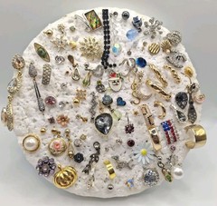 Lot of Small singles Rhinestone Earrings Post Pierced back Clear & multicolor