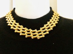 Vintage Christian Dior Gold Tone Mesh Link Choker Necklace 134.65g W/COA Signed