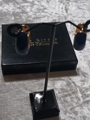 Vtg Joan Rivers Signed Reversible Blue Enamel Pave Rheinstone Pierced Earrings