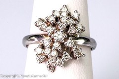 1.00 ct Round Diamond Cluster 14K White Gold Ring Vintage