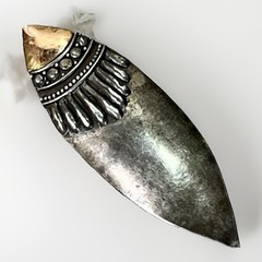 VTG Handcrafted Sterling Silver Pendant 14K Gold Accent Marquise Shape 2.2g READ