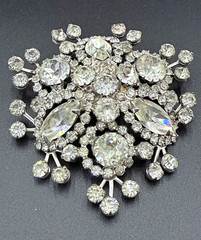 Vintage Silver Tone Clear Rhinestone Jewelry Lot Pins and Earrings