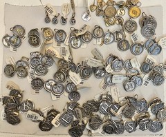 Vintage Waxing Poetic Sterling Silver Charms Initial Seal Insignia Letters