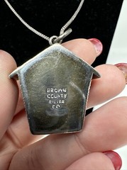 Vintage Brown County Silver Co Sterling Silver Bird House Pendant And Chain
