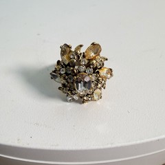 Vintage Signed Hollycraft 1952 Rhinestone Adjustable Ring