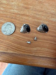 Vintage Patricia Platero Navajo Sterling Silver and Onyx post earrings- signed