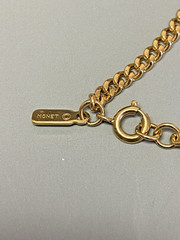 MONET Vintage Gold-Tone Station Necklace Textured Open Circle Curb Chain 28in