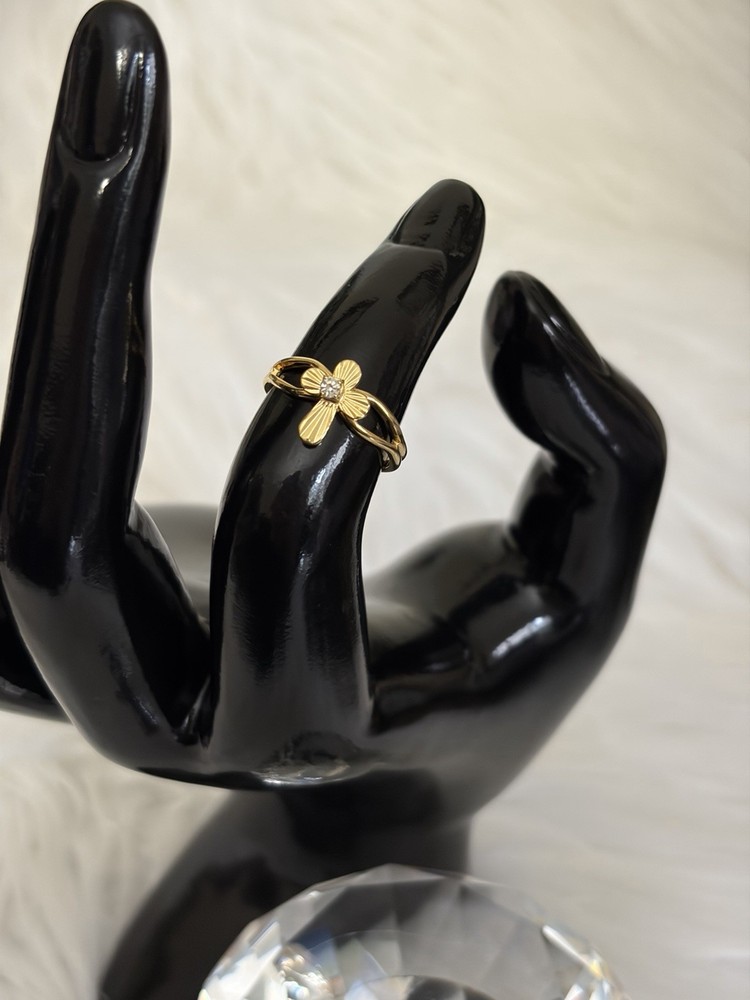 Vintage Deadstock New Old Stock Y2K Cross Ring With Rhinestone Accent.