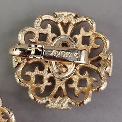 Vintage Avon Clip On Earrings Gold Tone Round Filigree .75″