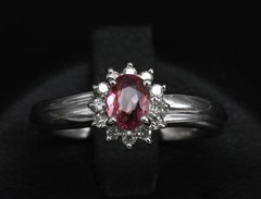 Fine 0.54ct Padparadscha Sapphire & 0.15ct Diamond Platinum Ring Size 7.5, 4.62g