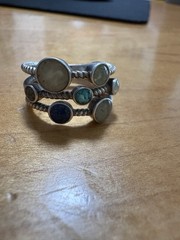 Dune Jewelry Rope Design Sterling Silver 925 Layered Multi Stone Wide Ring Sz 6