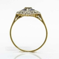 2CT Round Lab-Created Diamond Art Deco Vintage Antique Ring 14K 2-Tone Gold Over