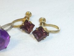 3 Pairs Antique Glass Plastic Silver Marcasite Screw Back Earrings 1894 – 1920s