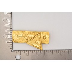 Vintage Hierograph Pin Brooch Brushed Gold Sacred Writing Reading 1980s BinAJ