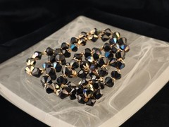 Vintage Lucite Faceted Black Aurora Necklace Mid Century Decorative Clasp 19″