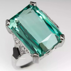 22.65 CT elongated Emerald cut blue tourmaline cocktail Party Engagement Ring