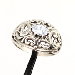 Vintage Elegant RING Silver 925 with Big Bright Stone -size: 9US (18.8mm) | #113