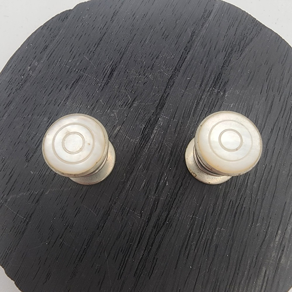 VTG Mother of Pearl Snap Link Cufflinks Tuxedo Dress Shirt Studs GUC